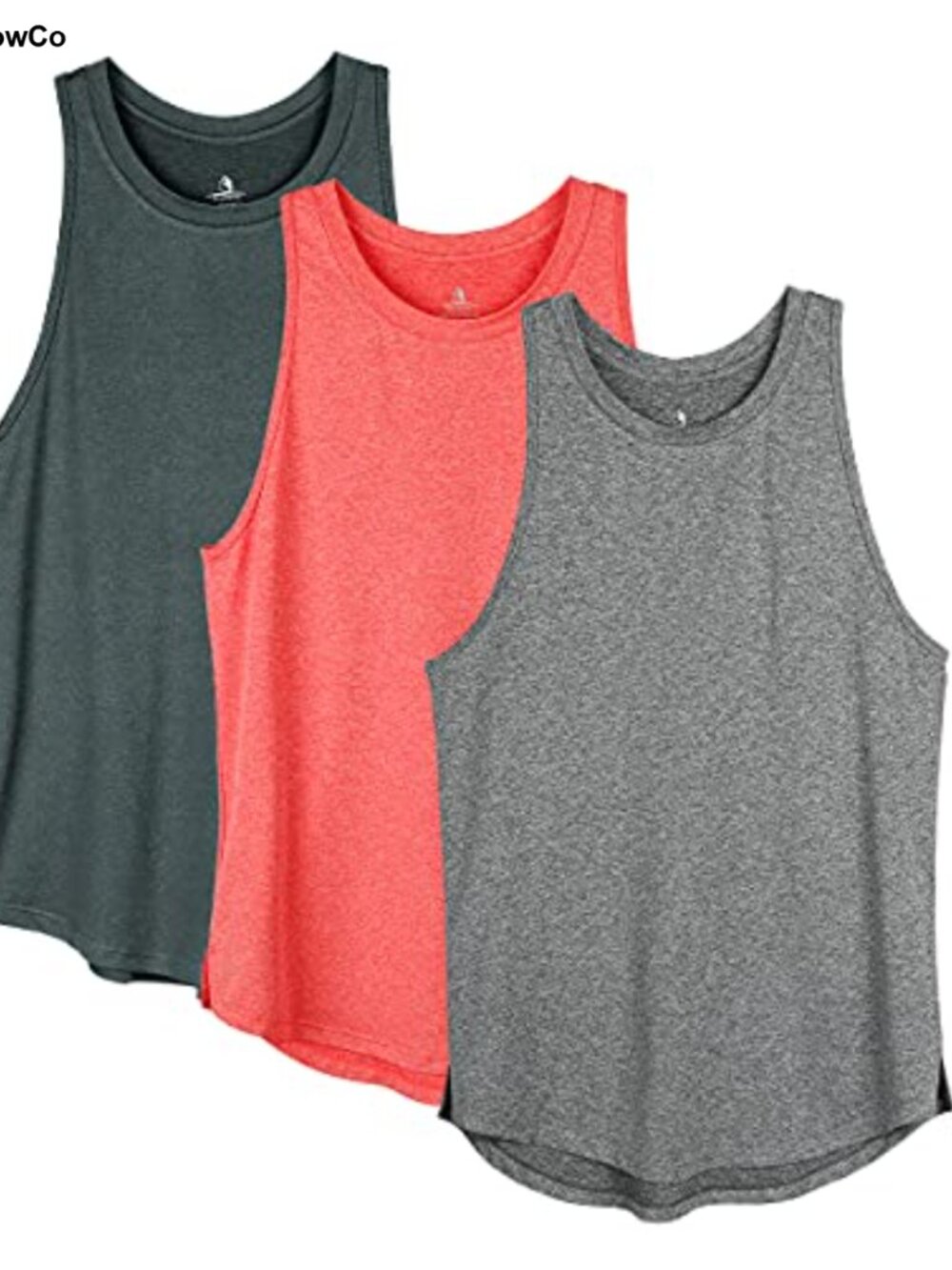 icyzone Women's 3 Pack Racerback Workout Tank Tops Curved Hem Athletic Yoga